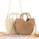 Handmade Crossbody Straw Handbag Cream