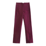 Chic Straight Leg Pants Wine