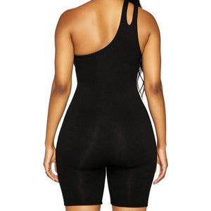 Cut Out One Shoulder Romper Black