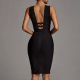 Cut Out Bandage Midi Dress Black