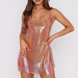 Elegant Shiny Mini Dress Orange