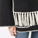 Embroidered Scarf Jacket Dark Grey