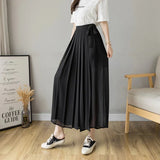 Pleated Chiffon High Waist Pants Black