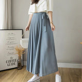 Pleated Chiffon High Waist Pants Blue