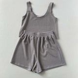 2-Piece Casual Shorts Sleepwear Set Gray