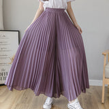 Loose Pleated Chiffon Pants Purple