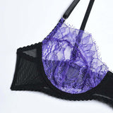 3-Piece Purple Lace Lingerie Set Purple