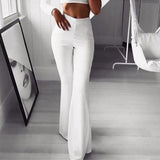 High Waist Flared Wide Leg Pants White