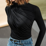 Long Sleeve Ruffle Top Black