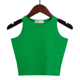 Solid Color Cotton Tank Top Green