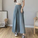 Loose Pleated Chiffon Pants Blue