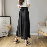 Pleated Chiffon High Waist Pants Black