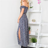 Strapless Boho Maxi Dress Blue