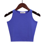 Solid Color Cotton Tank Top Blue