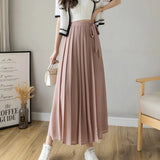 Pleated Chiffon High Waist Pants Pink