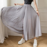 Loose Pleated Chiffon Pants Gray