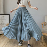 Loose Pleated Chiffon Pants Blue