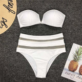 2-Piece Mesh Detail Bikini White