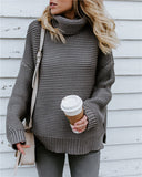 Knitted Oversized Turtleneck Sweater Gray