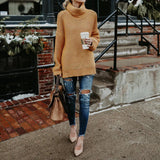 Knitted Oversized Turtleneck Sweater Camel