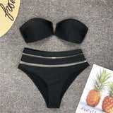 2-Piece Mesh Detail Bikini Black