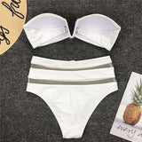 2-Piece Mesh Detail Bikini White