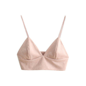 Strappy Suede Bralette Camisole Top Pink