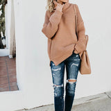 Knitted Oversized Turtleneck Sweater Khaki