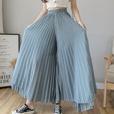 Loose Pleated Chiffon Pants Blue