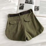 Casual Cargo Belt Shorts Green