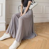 Loose Pleated Chiffon Pants Gray