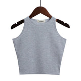 Solid Color Cotton Tank Top Gray