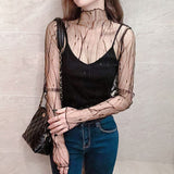 Mesh Layer Blouse Top Black Diamond Black Vine