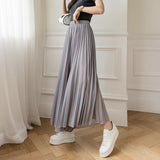 Loose Pleated Chiffon Pants Gray