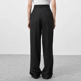 High Waist Pleated Wide Leg Pants Black