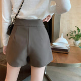 High Waist Belt Accent Shorts Gray