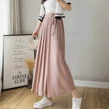 Pleated Chiffon High Waist Pants Pink