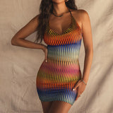 Gradient Mesh Mini Dress Multi