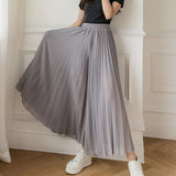 Loose Pleated Chiffon Pants Gray