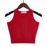 Solid Color Cotton Tank Top Red