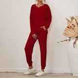 2-Piece Ribbed Loungewear Set Red