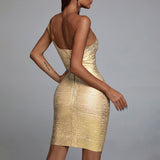 Metallic Mini Cocktail Dress Gold