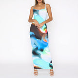 Obsidian Aura Print Maxi Dress Blue