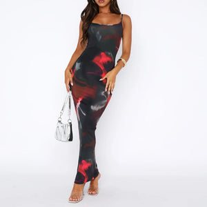 Obsidian Aura Print Maxi Dress Black