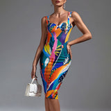 Paradise Print Bandage Midi Dress Multi