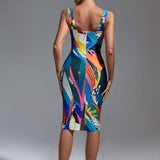 Paradise Print Bandage Midi Dress Multi