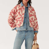 Patchwork Bomber Jacket Pink