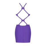 Cut Out Bodycon Mini Halter Dress Purple