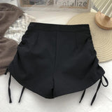 High Waist Drawstring Shorts Black