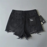 Distressed Denim Shorts Gray